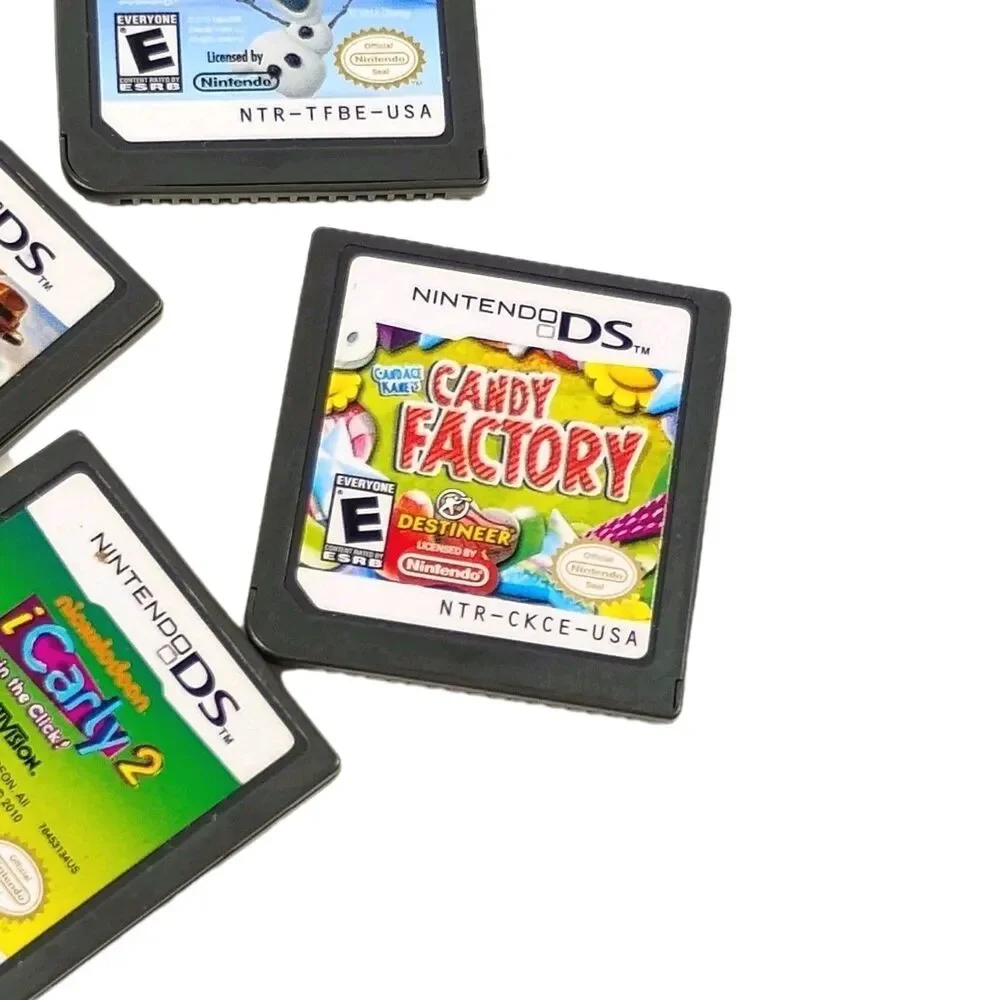 Nintendo DS Game Lot of 4 - Frozen, LEGO Indiana Jones, iCarly 2, Candy Factory